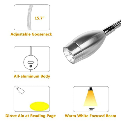 ALLDIO Plug in Wall Sconce, Wall Mount Book Lights for Reading in Bed, Minimalist LED Bedside Reading Lamp Bookshelf Display Lights (3W, Warm White)