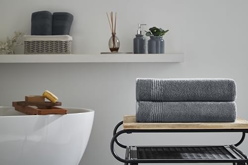 Ozdilek 2-Piece Bath Towels, 27x54 100% Turkish Cotton, Luxury Quick Dry, Extra Large, Fade-Resistant, Eco-Friendly, Spa Towel, Comfortable (Antrazit Grey) - color: Antrazit Grey