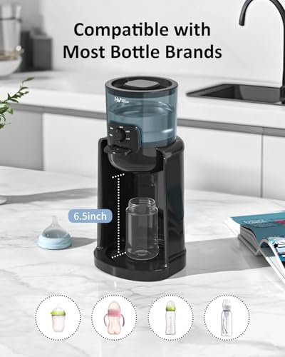 Water Warmer, HEYVALUE Baby Bottle Warmer, Formula Maker with Night Light, 4 Temperature Control & 72H Keep Warm, Detachable Tank, Instantly Dispenses Warm Water, Feed Baby More Easier and Healthier - color: Black