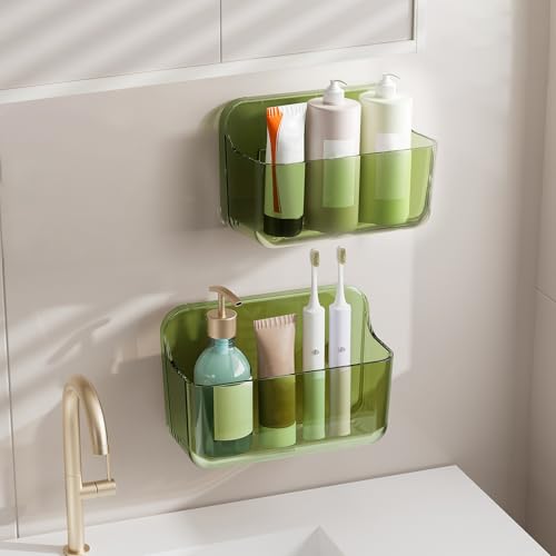 Diesisa 2pc Acrylic Wall Mount Organizer, Adhesive Cabinet Door Organizer,Acrylic Bathroom Shelves for Wall,No Drilling Hang Walls,with Self Adhesive Tape, for Bathroom, Kitchen, Living Room-Green - color: Green