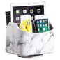 YAPISHI White Marble Leather Remote Control Holder,360 Degree Spinning Desk TV Remote Caddy/Box,Beside Table Organizer for Controller,Media,Makeup, Mobile Phone and Pen/Pencil Stationery Storage - color: 7# Marble