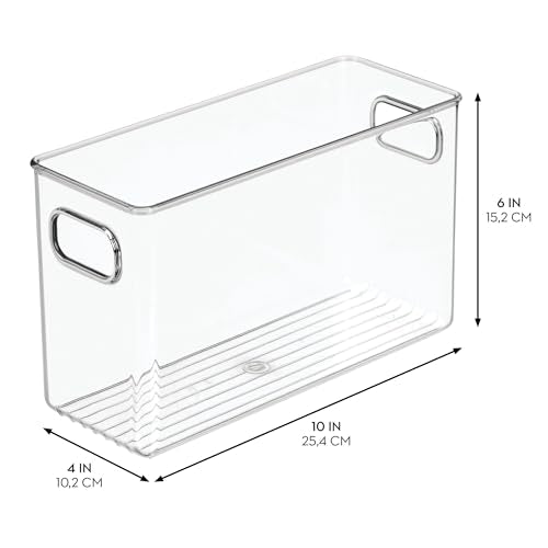 iDesign Slim Clear Plastic Storage Bin, Tall Narrow, 2-Pack | Organizer for Kitchen, Fridge, Pantry - style: Pack of 2