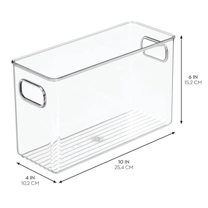 iDesign Slim Clear Plastic Storage Bin, Tall Narrow, 2-Pack | Organizer for Kitchen, Fridge, Pantry - style: Pack of 2