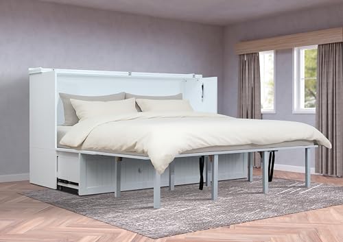 Mega Solutions Murphybedz Tuscany Murphy Cabinet Chest Bed with Charging Station 6 Inch (White, King) - color: White, size: King (U.S. Standard)