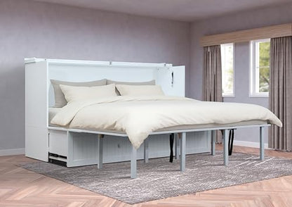 Mega Solutions Murphybedz Tuscany Murphy Cabinet Chest Bed with Charging Station 6 Inch (White, King) - color: White, size: King (U.S. Standard)