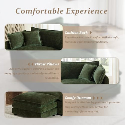 SoarFlash Chenille Sectional Sofa Ottoman,Green - color: Green, size: 1 Ottoman