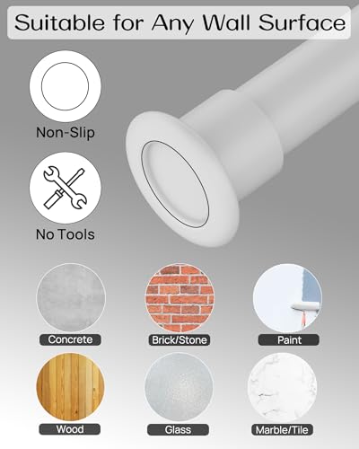 Tension Curtain Rod by EZFurni, 42-123 Inches, Heavy Duty Tension Rods for Windows, Adjustable Spring Loaded Curtain Rods No Drilling, Renter Friendly, Hold Up Blackout Curtains and Non Slip, White - color: White, size: 42-123 Inches