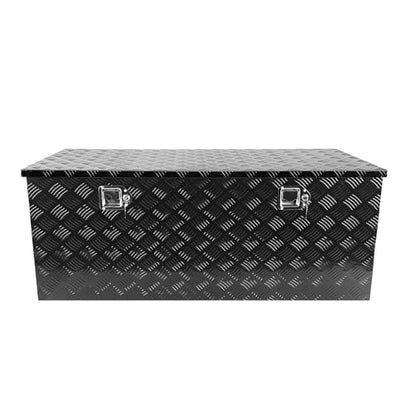 Black 48 Inch Truck Chest Tool box Heavy Duty Aluminum Stripes Plated Pick Up Truck Bed Box Waterproof RV Trailer Toolbox Storage with Side Handle and Lock Keys –48"x20"x17" - color: Black, size: 48"x20"x17"
