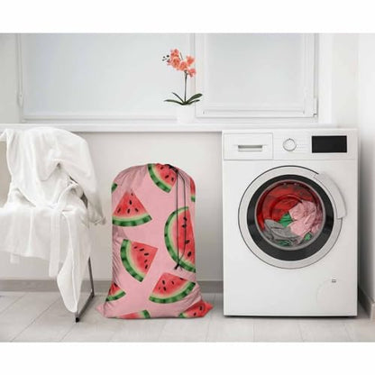 Swono Heavy Duty Laundry Drawstring Bag with Strap Juicy Watermelon, Tropical Exotic Fresh Fruits 28 x 40 Inch, Oxford Cloth Travel Dirty Clothes Bag for Laundromat and Household, Pink - color: Juicy Watermelon