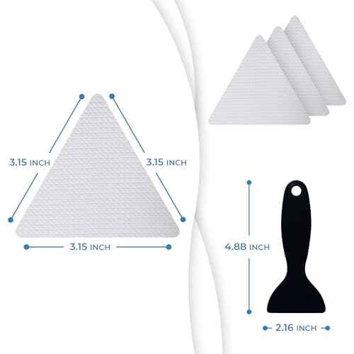 Anti Slip Shower Stickers 24 PCS, Invisible Non-Slip Shower Strips for Adults, Premium Adhesive Bath Tub Stickers (Clear) - color: Clear, size: Triangle