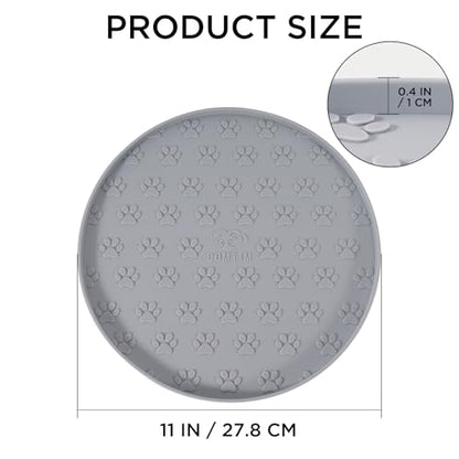Comtim Waterproof Dog Food Mat - 2 Pack Silicone Pet Food Mat Dog Food Bowl Mats Cat Water Mats Eating Tray, Non-Slip Pet Placemat with Lip for Messy Drinkers to Protect Floor,Light Grey 11" - color: Light Grey