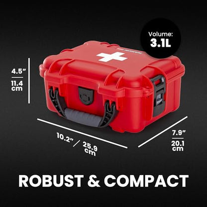 NANUK 904 Waterproof First Aid Kit 110pcs – Durable, Pre-Stocked First Aid Emergency Kit with Bandages, Tick Removal Tool, and More – Dustproof, Impact-Resistant, Floats (10.2" x 7.9" x 4.5") – Red - size: 904 First Aid Kit – 110 Pcs