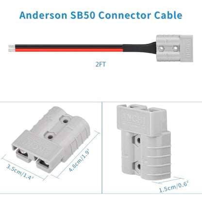 ELFCULB 10AWG 2FT Anderson Connector 50 Amp Cable,Anderson SB50 Plug Battery Quick Connector Cable for Solar and Wind Energy Systems Battery Power Connections - size: 2FT