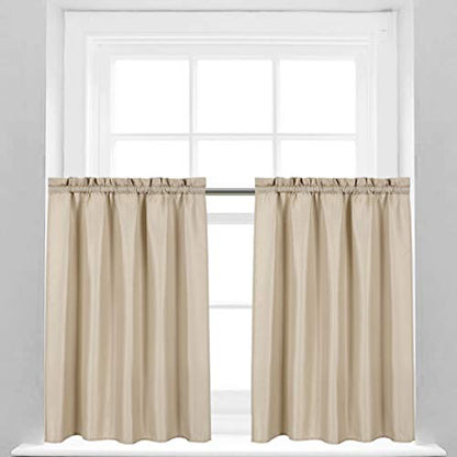 Valea Home Waffle Weave Textured Bathroom Window Curtains Water Repellent Short Curtains Window Covering Half Window Curtains Kitchen Tiers, Taupe, 36 x 36 inches, Set of 2 - color: Taupe, size: 36"W x 36"L (Pack of 2)