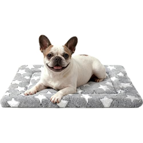 Dog Bed Mat, Reversible Crate Pad & Durable Dog Bed - Machine Washable Kennel Mat with Ultra Soft for Medium Dogs (Cool/Warm), 30" x 20", Grey&Star - color: Grey&Star, size: 30"L*20"W*1.5"Th