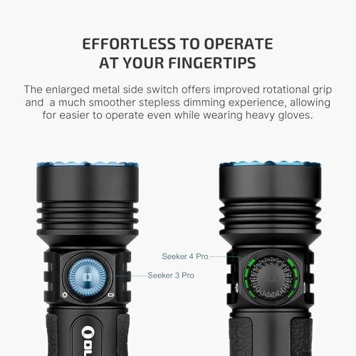 OLIGHT Seeker 4 Pro Rechargeable Flashlights, 4600 Lumens High Powerful Bright Light with USB C Holster, Waterproof IPX8 for Emergencies, Camping, Searching (Matte Black Cool White) - color: Black