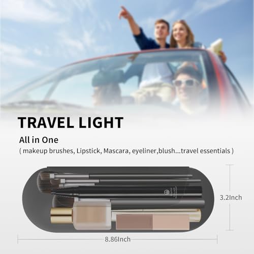 AGIKET Silicone Makeup Brush Holder Travel Cosmetic Bag：Soft Portable Cosmetic Face Brushes Holder with Upgrade Anti-Fall Out Magnetic Closure, Large Travel Makeup Brush Case - Grey - color: Grey, style: Brush Holder