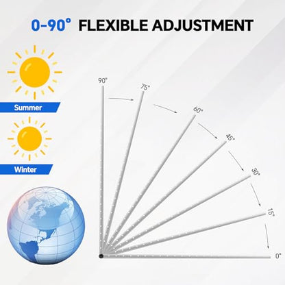 45" Solar Panel Mount Brackets Adjustable Solar Panel Tilt Mount Brackets for 100-400 Watts Solar Panel 2400Pa Windproof for Roof, RV, Ground, Boat and Off-Grid (Brackets with Cross Beams) - color: Upgrade silver