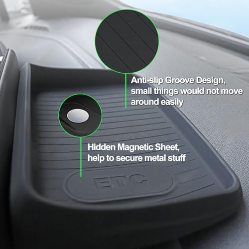 Silicone Center Console Dash Tray Organizer Compatible with Audi A4L/A4/S4/S5 2020-2024, Q5L/Q5L Sportback 2021-2024, for VW ID.4 2021-2023 Tesla Model 3 & Y, Dashboard Storage Box Organizer