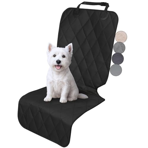 VIVAGLORY Front Dog Seat Covers, 1PACK No-Skirt Design 4 Layers Quilted & Durable 600D Oxford Car Seat Cover for Dogs with Anti-Slip Backing for Most Cars, SUVs & MPVs, Black - color: Black, size: 1Pack Large (width 24.8")