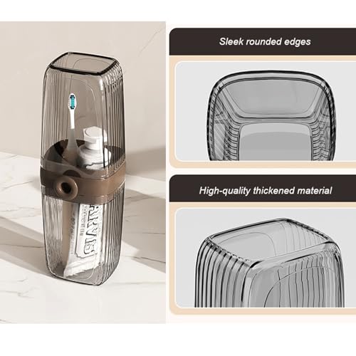 Toothbrush Travel Case & Travel Soap Holder Dish Tray Set of 2, Portable Clear Toothbrush Holders with Cover Leakproof Bar Soap Holder for Traveling School Camping Business Bathroom - color: 2 Pc-b-dark Coffee
