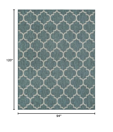 Unique Loom Outdoor Trellis Collection Area Rug (7' 10" x 10' Rectangle Teal/Gray) - color: Teal/Gray, size: 7'10" x 10' (Rectangular)