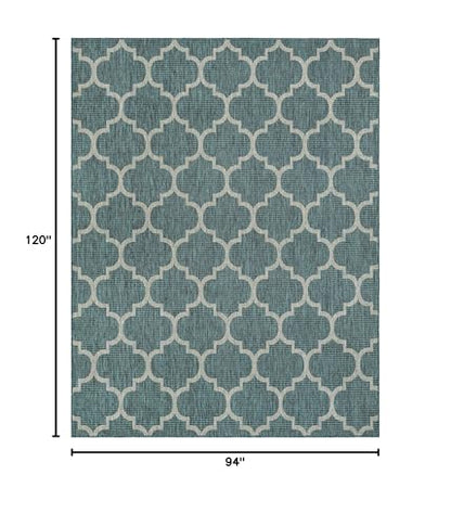 Unique Loom Outdoor Trellis Collection Area Rug (7' 10" x 10' Rectangle Teal/Gray) - color: Teal/Gray, size: 7'10" x 10' (Rectangular)