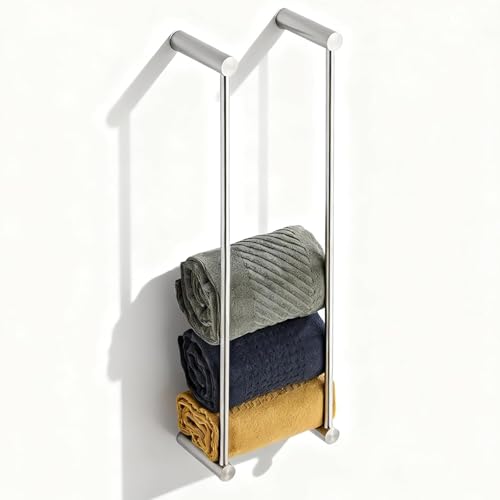 Towel Racks for Bathroom, NEWRAIN Wall Mounted Stainless Steel Organizer, Brushed Nickel Rolled Towel Storage Wall-Mounted Bath Towel Holder for Folded Large Towel Washcloths - color: Brushed Nickel, style: Round