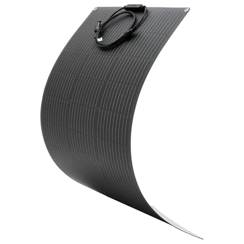 VEVOR Flexible Solar Panel, 100W Semi-Flexible Bendable Monocrystalline Solar Panel, 23% Efficiency Mono Off-Grid Charger with MC4 Output, IP67 Waterproof for Marine RV Car Cabin Curved Surfaces - size: 100W