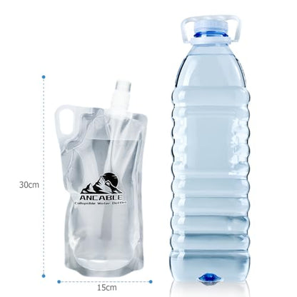 Ancable 33oz Collapsible Water Bottles, 6-Pack Reusable Travel Foldable Water Bottles for Hiking Camping Running Bike, BPA-Free Water Bottle - color: Clear x 6, size: 33 Ounces