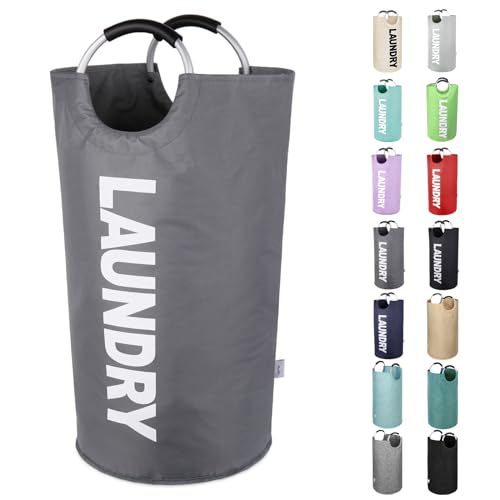 Large Laundry Hamper Bag 95L，Tall Laundry Basket with Handles, Big Dirty Clothes Hamper for Dorm, Laundry Room, Sturdy, Lightweight & Easy Carry Laundry Sorter Bin – Dark Grey - color: Dark Grey, size: 95L
