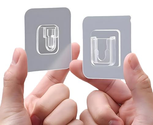 10 Pairs Clear Double-Sided Adhesive Wall Hooks - Mounted Door Hanger Kit - No Drill Sticker Hangers with Suction Cup for Bathroom, Kitchen