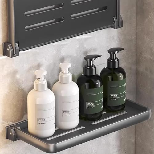 LAFANDE RV Aluminum Foldable Shelf- Hidden, Wall-Mounted Folding Shelves, RV Fold-Down Storage Panel, Space-Efficient Versatile Floating Storage for RVs, Campers, Bedrooms and Kitchens