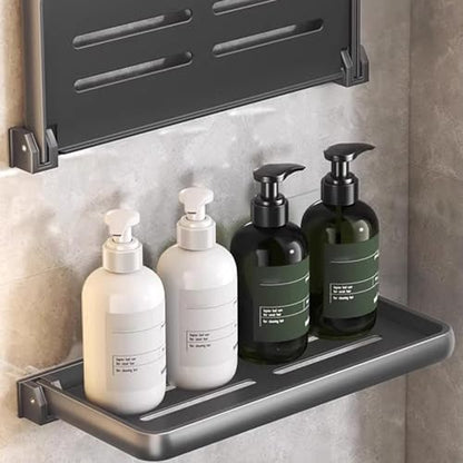 LAFANDE RV Aluminum Foldable Shelf- Hidden, Wall-Mounted Folding Shelves, RV Fold-Down Storage Panel, Space-Efficient Versatile Floating Storage for RVs, Campers, Bedrooms and Kitchens