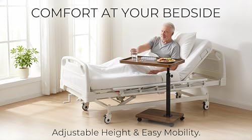 C Table End Table Adjustable Height, 360°Swivel TV Tray Table Couch Tables C Shaped Side Tables Living Room and Bedroom for Sofa, Bed,Chair (Brown) - color: Brown