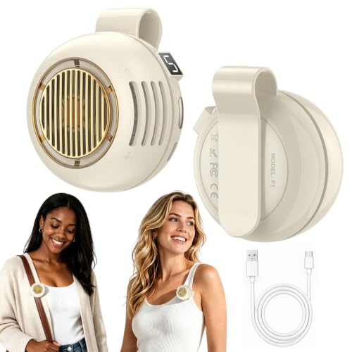 2-Pack Upgraded Mini Clip On Fan Portable, 2.8oz Ultra-Lightweight, 5 Speed USB-C Mini Portable Fan, Bladeless Silent Small Clip on Fan for Shirt, Whirlwind Clip Fan for Travel, Outdoor, Office - color: White
