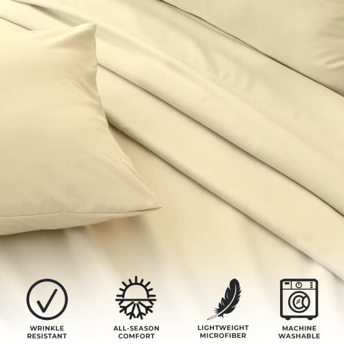 Great Bay Home 3-Piece Twin Taupe Microfiber Sheet Set - Ultra-Soft, Brushed Bedding Sheets & Pillowcases - Wrinkle & Fade Resistant, All-Season Bed Sheets for Bed (Twin, Natural) - color: 26 - Natural, size: Twin