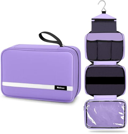 Maliton Toiletry Bag for Men & Women Travel Toiletry Bag Hanging Toiletry Bag Hygiene Organizer with 4 Compartments Waterproof Bathroom Shower Bag Large Toiletries Travel Bag (Purple) - color: Purple
