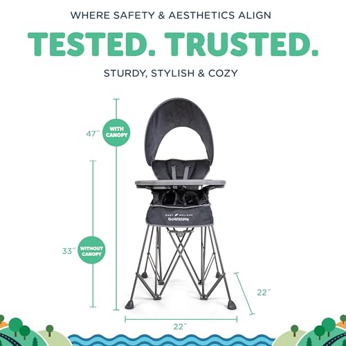 Baby Delight Go with Me Uplift Deluxe Portable High Chair | Sun Canopy | Indoor and Outdoor | Grey - color: Grey