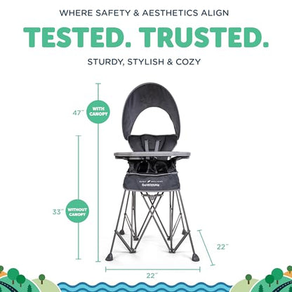 Baby Delight Go with Me Uplift Deluxe Portable High Chair | Sun Canopy | Indoor and Outdoor | Grey - color: Grey