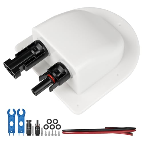 Solar Cable Entry Gland with 10Awg Solar Cable and Solar Connector UV Resistance Dual Cable Entry Housing for Solar RV Boats Yacht Roofs (White 3FT) - color: White, size: 3ft
