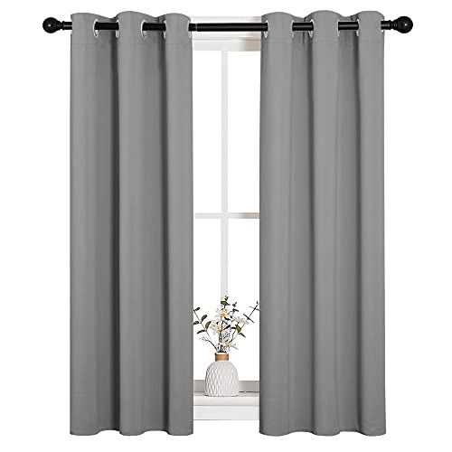 NICETOWN Silver Grey Blackout Curtain Panels for Bedroom, Thermal Insulated Grommet Top Blackout Draperies and Drapes (2 Panels, W29 x L45 inches) - color: Silver Grey, size: 29"W x 45"L (Pack of 2)