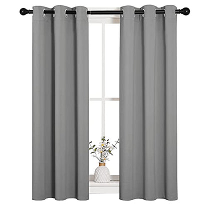 NICETOWN Silver Grey Blackout Curtain Panels for Bedroom, Thermal Insulated Grommet Top Blackout Draperies and Drapes (2 Panels, W29 x L45 inches) - color: Silver Grey, size: 29"W x 45"L (Pack of 2)