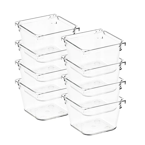 8 Pack Drawer Organizer - 3" X 3" Clear Acrylic Storage Bins with Non-Slip Pads, Versatile Desk Tray for Makeup, Jewelry, Kitchen, Bathroom, and Office Organization - size: 3"X 3"