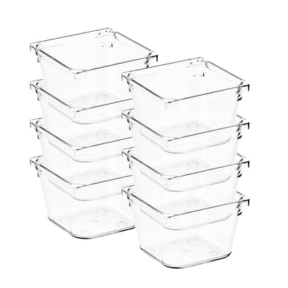 8 Pack Drawer Organizer - 3" X 3" Clear Acrylic Storage Bins with Non-Slip Pads, Versatile Desk Tray for Makeup, Jewelry, Kitchen, Bathroom, and Office Organization - size: 3"X 3"