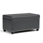 SIMPLIHOME Amelia Storage Ottoman - 33 inch Wide Vegan Leather Rectangle Storage Ottoman Bench in Stone Grey, Transitional Ottoman for Living Room with Nailhead Trim and Lift-Up Lid - color: Stone Grey