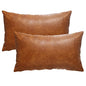 12X20 Inch Brown Faux Leather Throw Pillow Covers Set of 2 Modern Farmhouse Solid Outdoor Lumbar Boho Cognac Pillow Covers for Room Couch Living Bedroom Bed Sofa Decorative - size: 20" x 12" (Pack of 2)