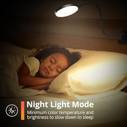 iFalarila Reading Light with Remote, LED Desk Lamp Clip on [1H Timer & Nightlight] RA>95 Dimmable Flexible Gooseneck, Reading Lamp with Clamp for Table - 3.5'' (Adapter Included) - style: 3.5'' Black