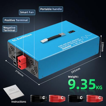 5000W Pure Sine Wave Power Inverter Voice Control AI Voice Assistant Support English 24V to 120V 60HZ with LCD Display, USB Port, for Car Home Laptop Truck - size: 5000W-24V