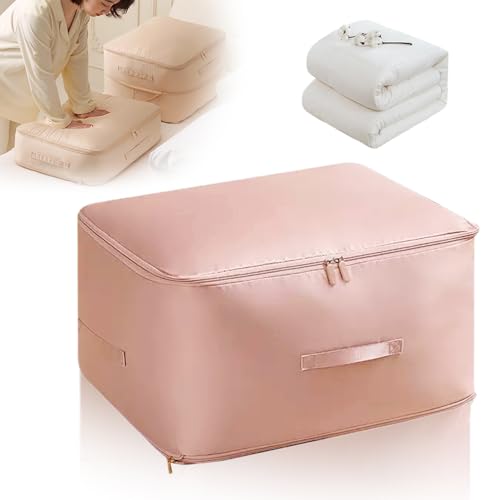 Ultra Space Saving Self Compression Organizer, 2026 Upgrade Space Saver Quilt Compression Storage Bag, Premium Comforter Storage Bag for Storage Comforter Blanket (Pink, Large(54x42x30cm)) - color: Pink, size: Large(54x42x30cm)